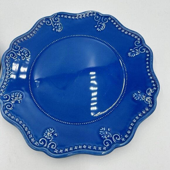 (2) Vera Bradley by Sadek Blue Dinner Plates 10.75" J Willfred Flower Portugal - Picture 2 of 6